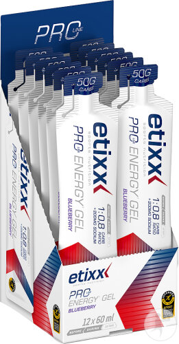 Etixx Double Carb Energy Gel Pro Line Arôme Myrtille Sachets 12x60ml