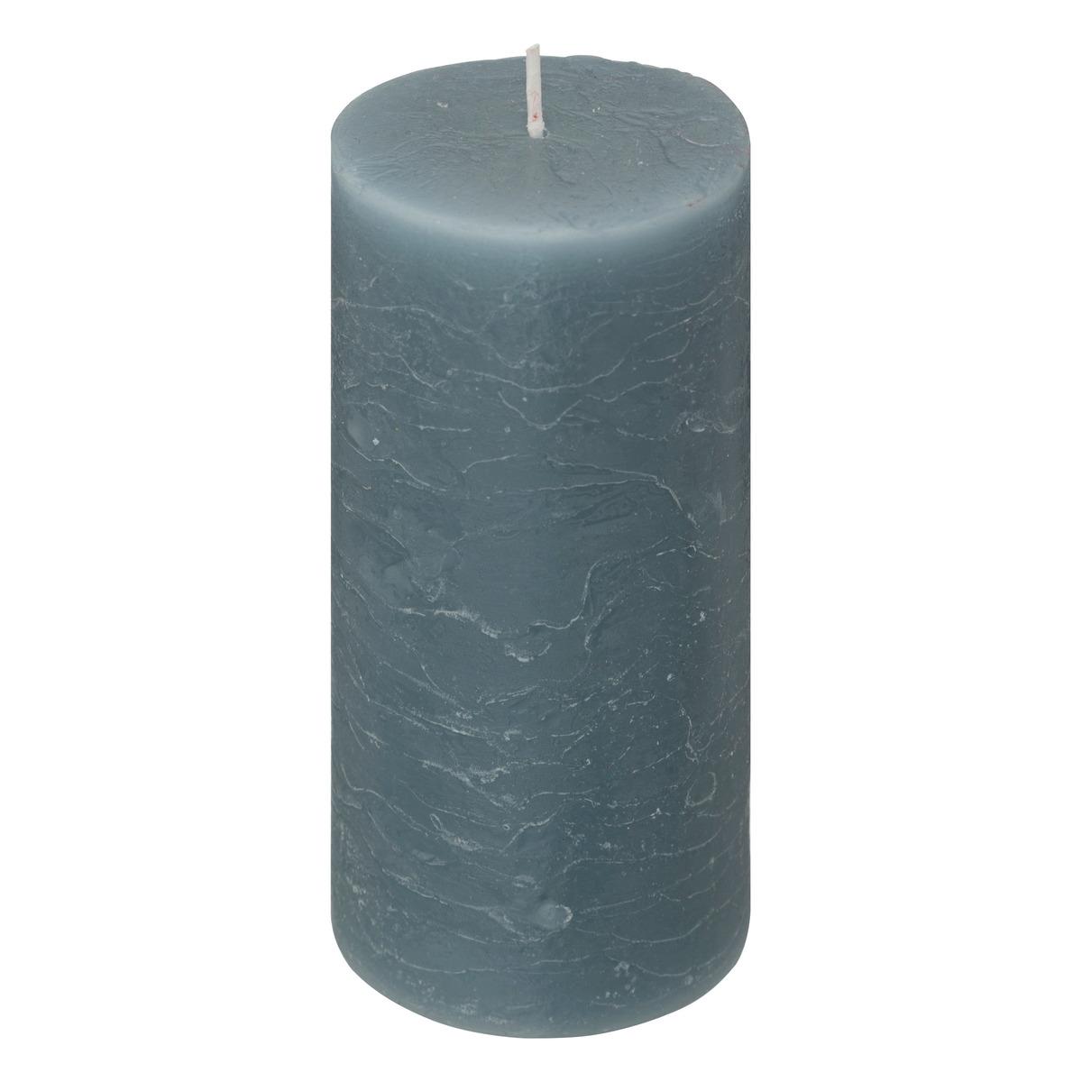 BOUGIE RONDE OLIA BLEU ORAGE D.6.8X14CM