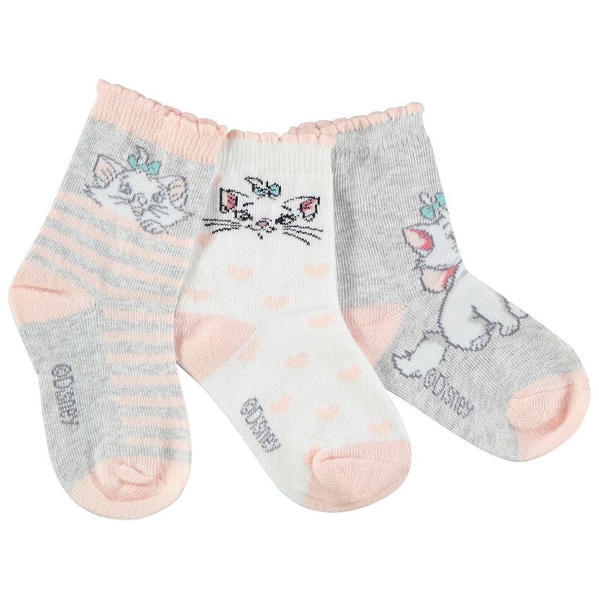 Lot de 3 paires de chaussettes imprimé Marie Disney pour bébé fille - Ecru