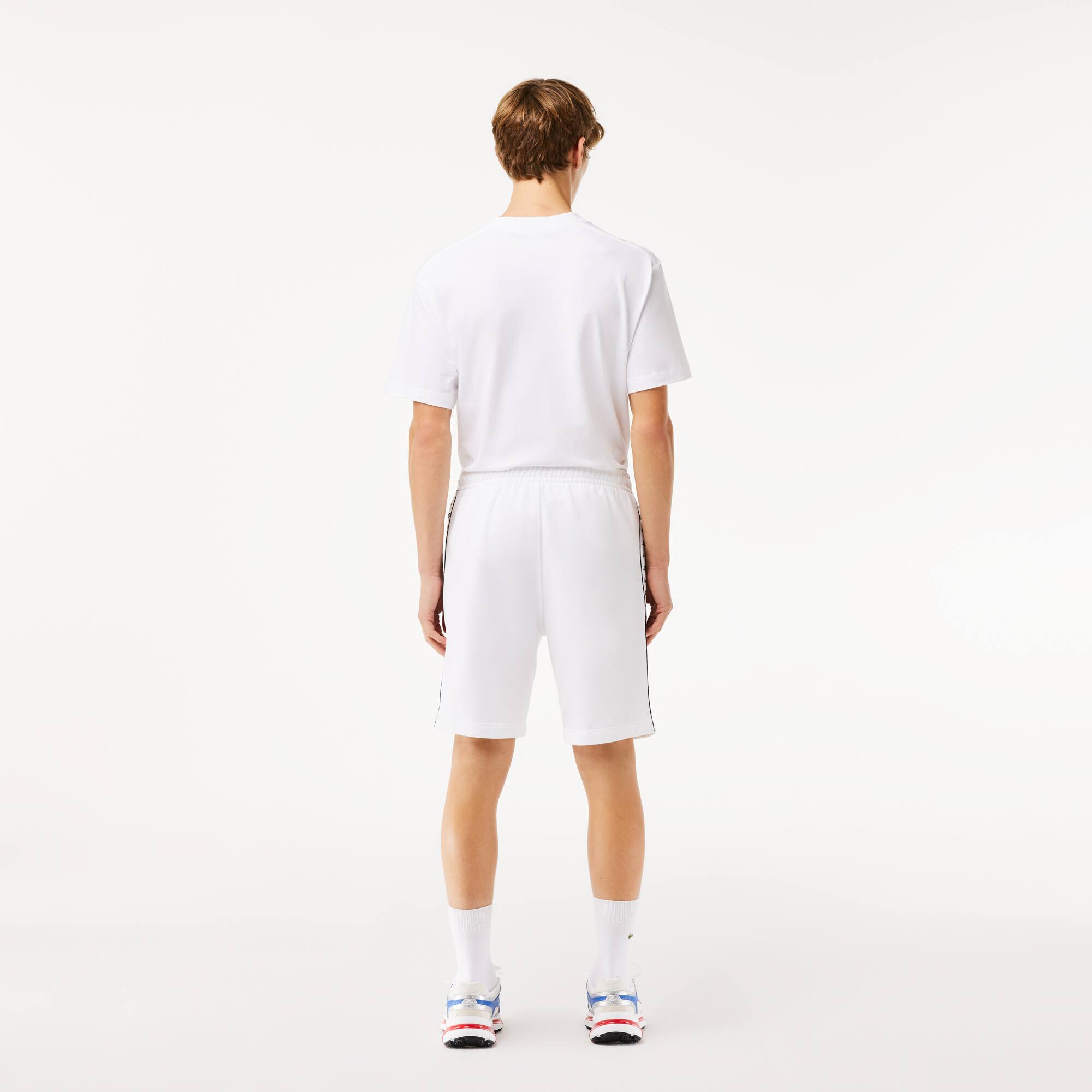 Jogging-Shorts aus Fleece mit Logostreifen Bermudas - Weiss - Lacoste - Herren