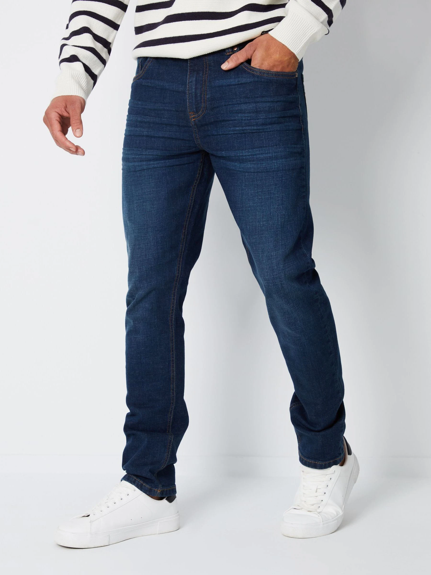 Donkerblauw - Threadbare - Slim-fit jeans met stretch