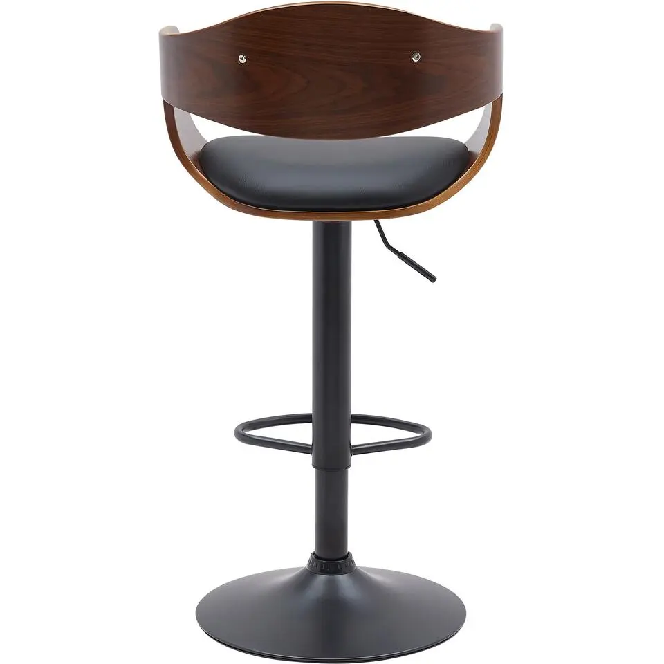 CLP Barkruk Kingston mat zwart Frame - Kunstleer - walnoot/zwart