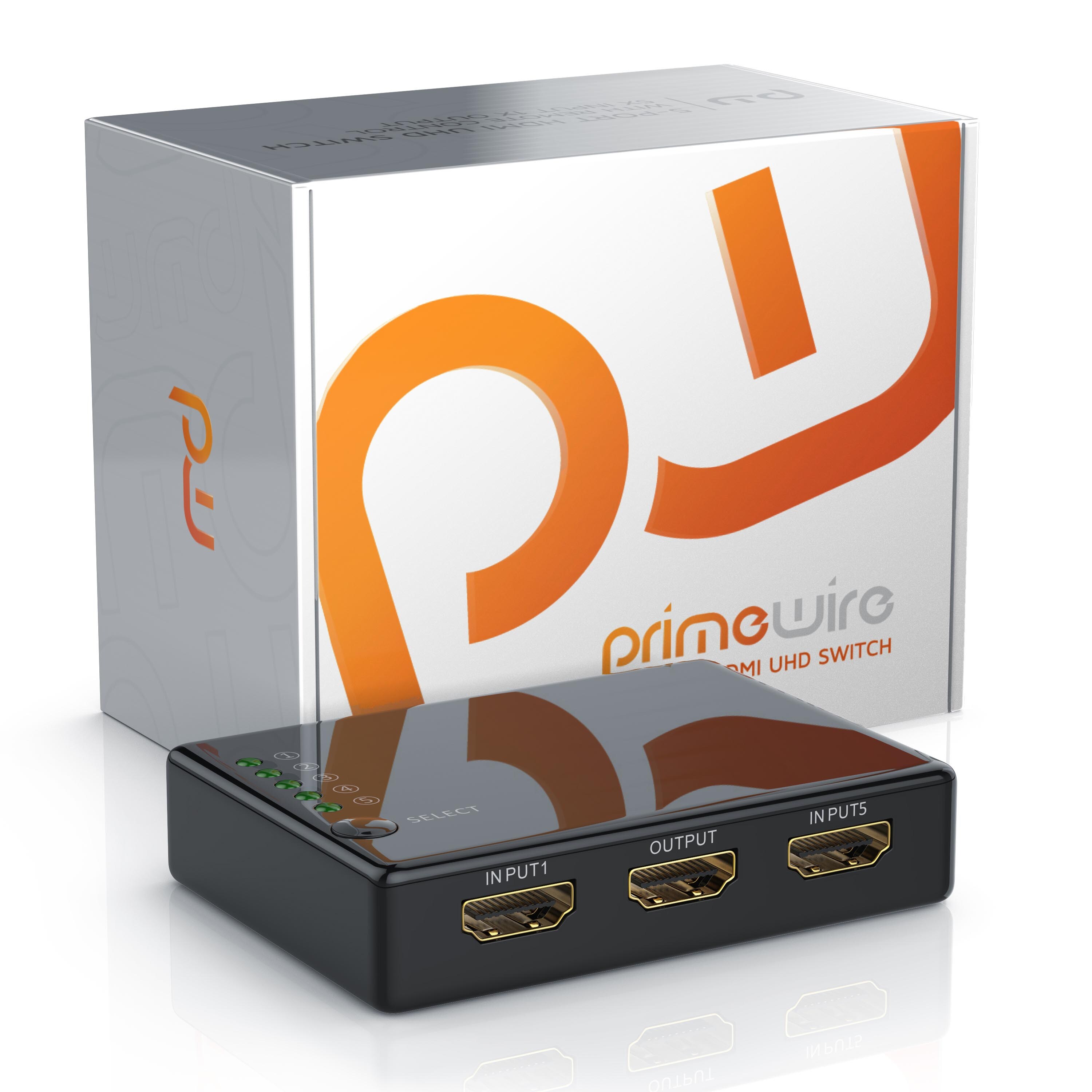 Primewire 5-Port UHD HDMI Switch inkl. Fernbedienung 5x HDMI Eingänge / 4K / 3D / CEC / ARC