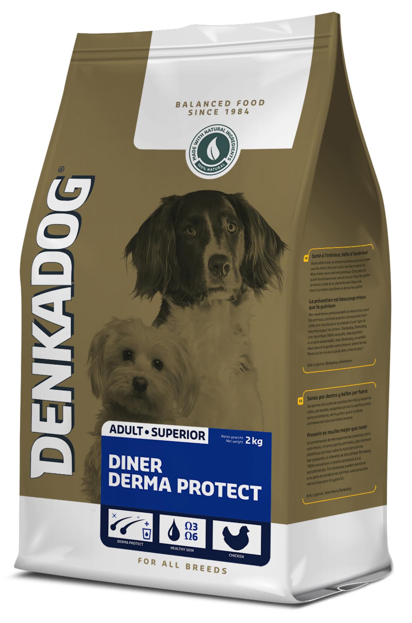 Denkadog Diner Derma Protect- Hondenvoer - 10 Kilogram - kip, rund
