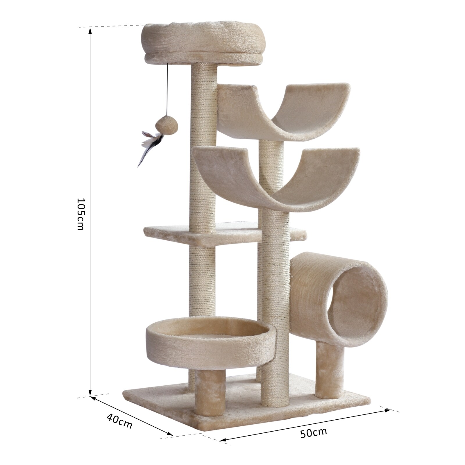 PawHut Katzen Kletterbaum beige 50 x 40 x 105 cm (LxBxH)