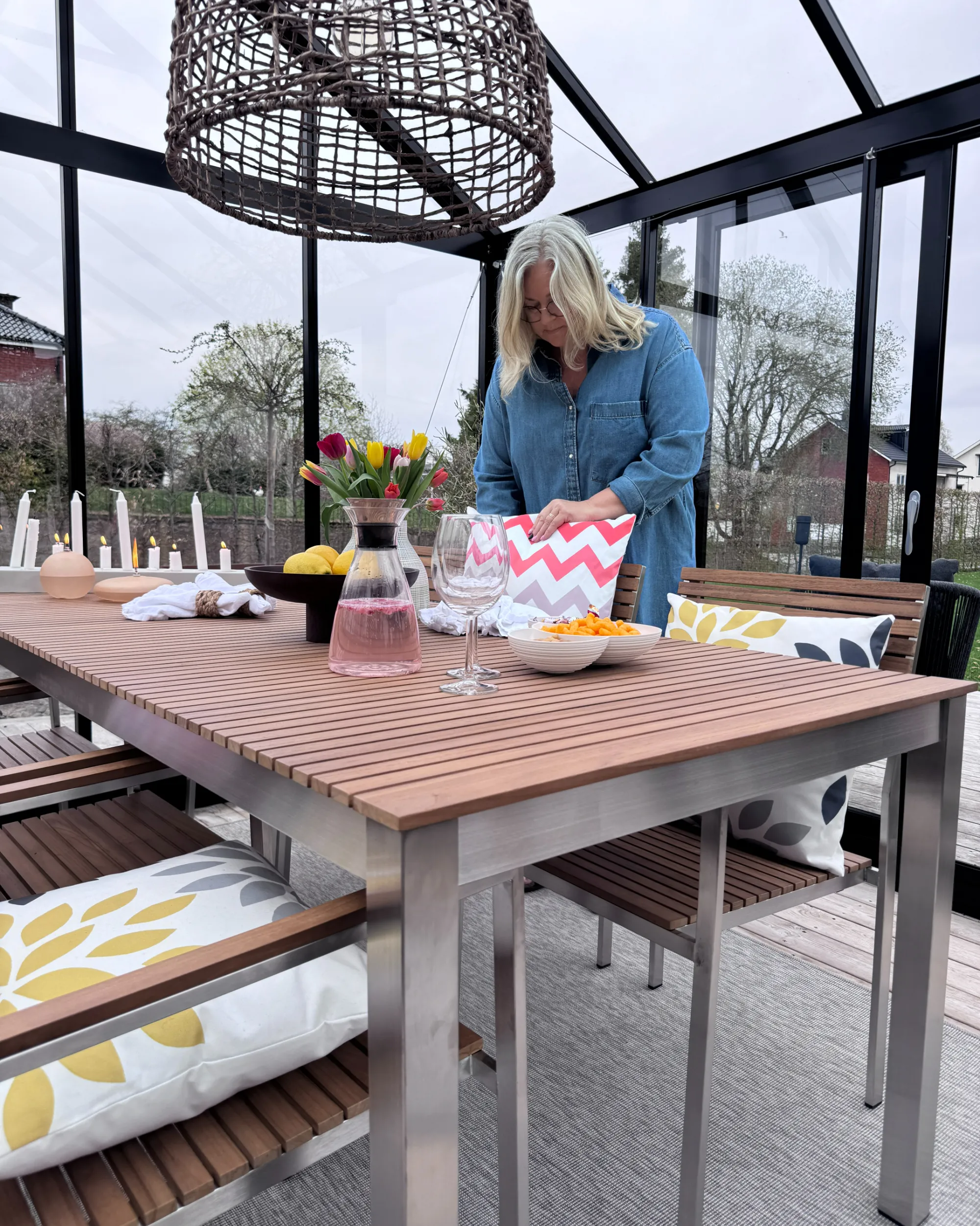 Set van 2 tuinkussens LAGARO chevron patroon 45 x 45 cm Meerkleurig