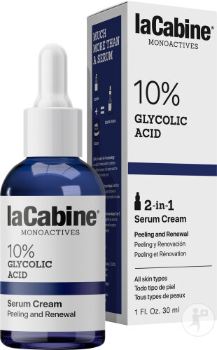 LaCabine Monoactifs 10% Acide Glycolique 2en1 Sérum Crème Toutes Peaux 30ml