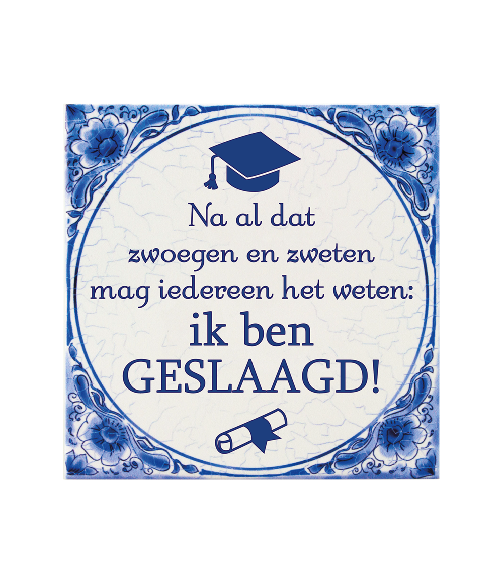 Delftsblauw Tegel Geslaagd School 15cm