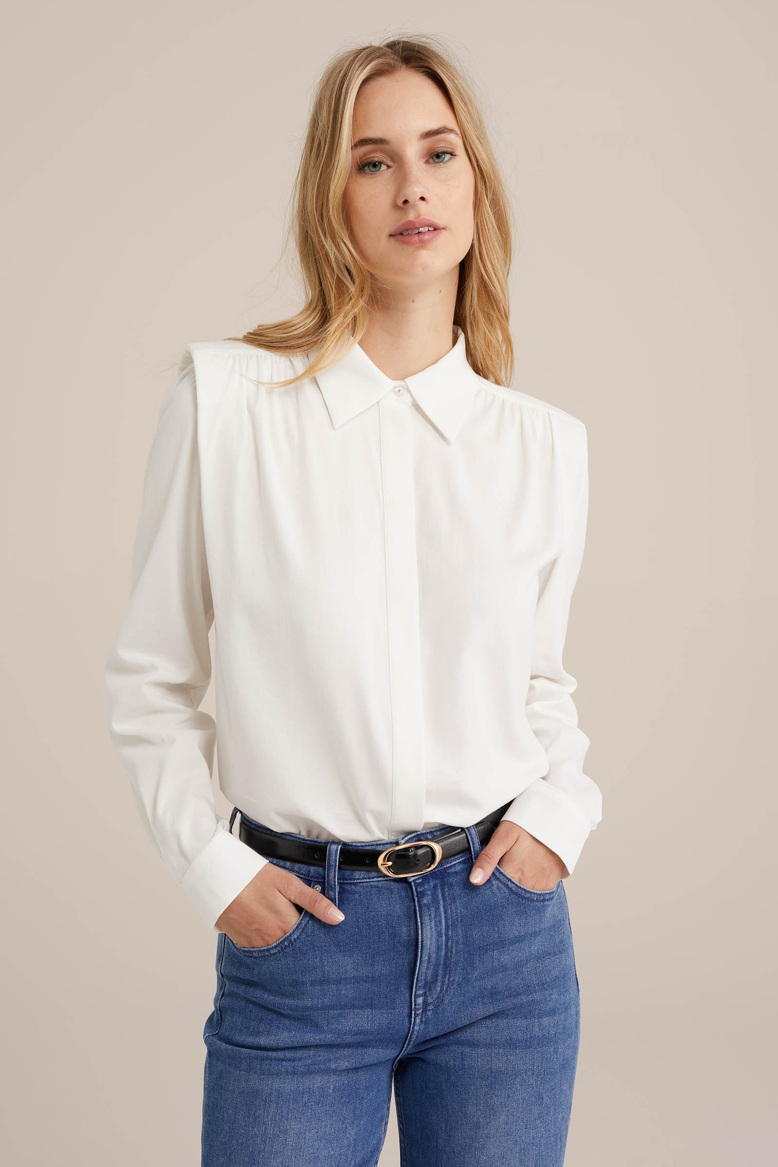 blouse met schouderdetail WE Fashion Wit