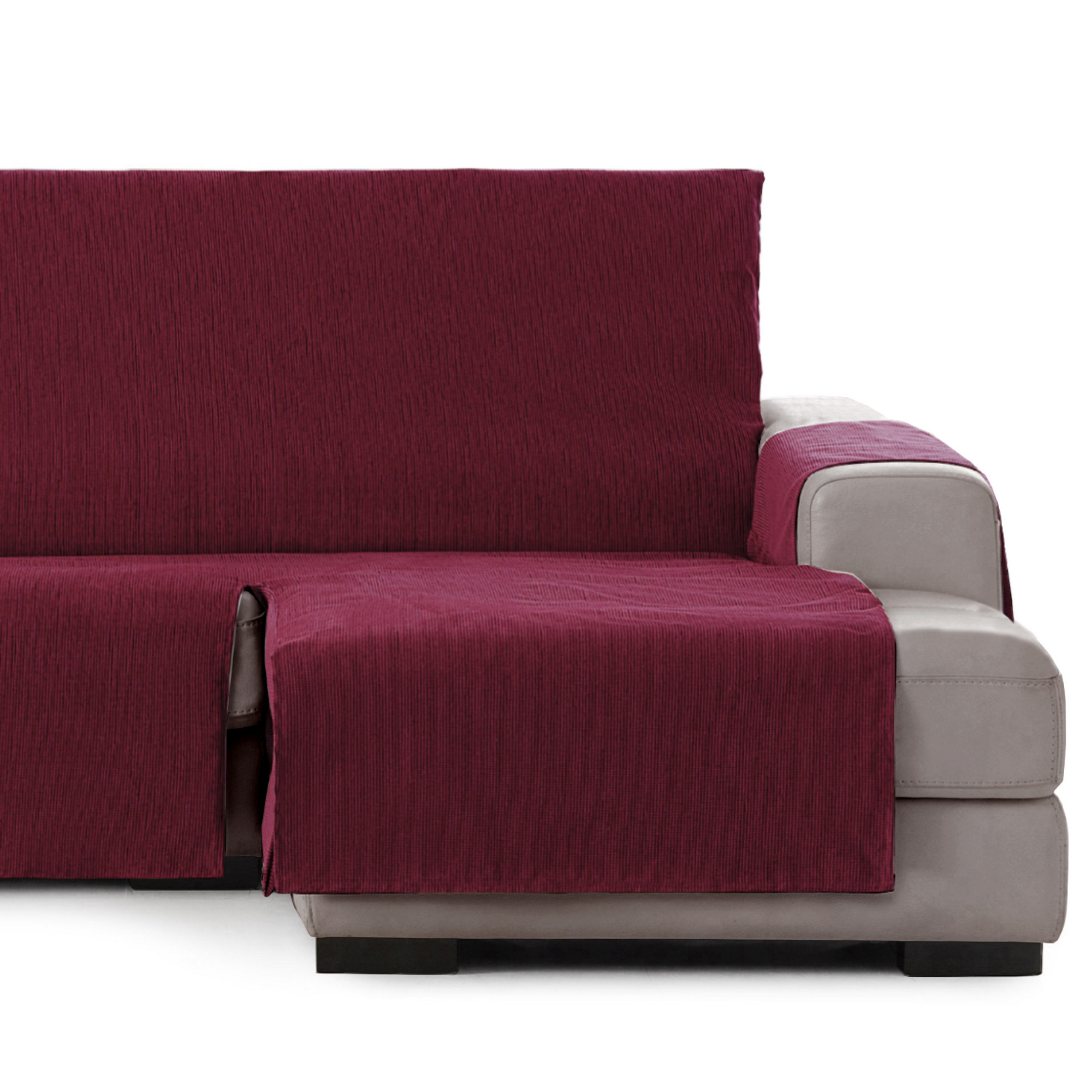 Capa protetora Vipalia para chaise longue, capa lisa de chenille para sofá, design elegante, vermelha, chaise longue para cães com lado direito.