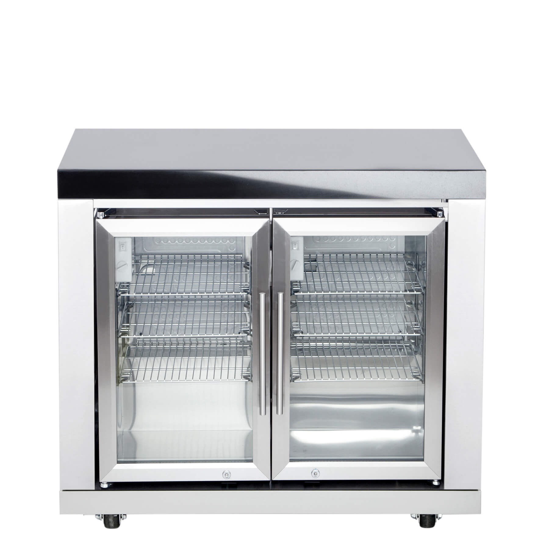 ALL'GRILL Modul 2: Anbaudoppelkühlschrank von CASO, 102 x 58 x 90 cm, 63 l, Volledelstahl, künstlicher Marmor