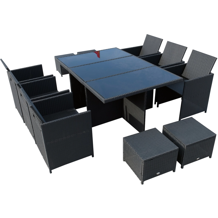 Outsunny Polyrattan Sitzgruppe als 27-tlg. Set schwarz, cremeweiß