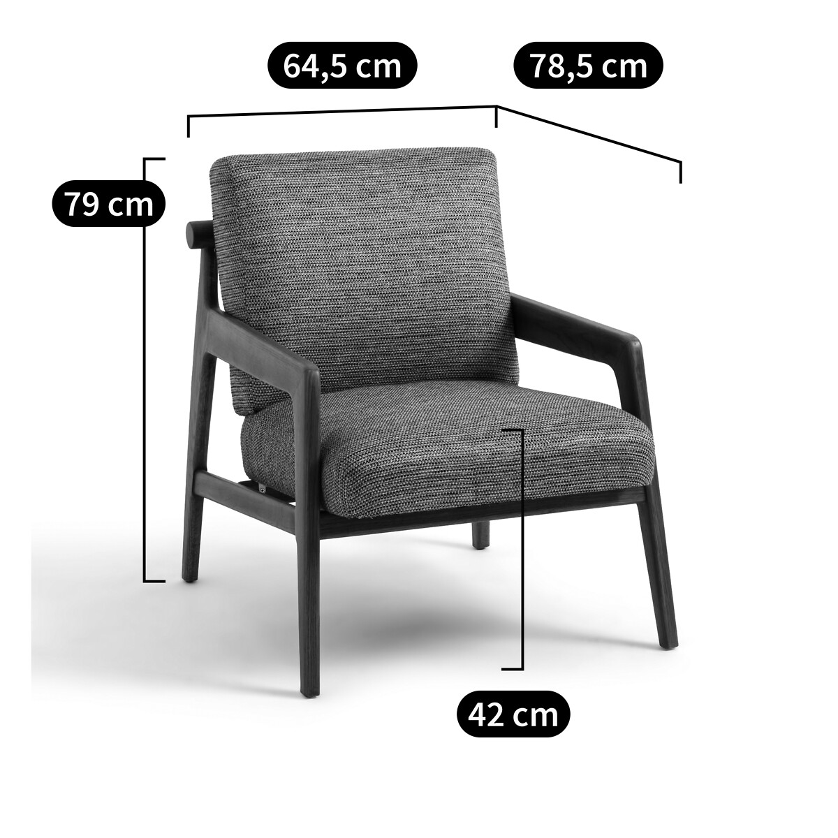 LA REDOUTE INTERIORS<br>Poltrona vintage com mistura de tecido e couro, Vinato