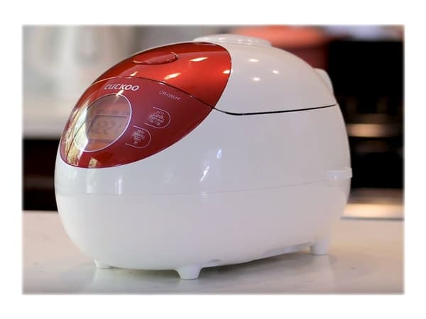 Cuckoo CR-0351F, Rice Cooker, White & Red, 0,54 L, Aluminium, LCD, 1,2 m cable