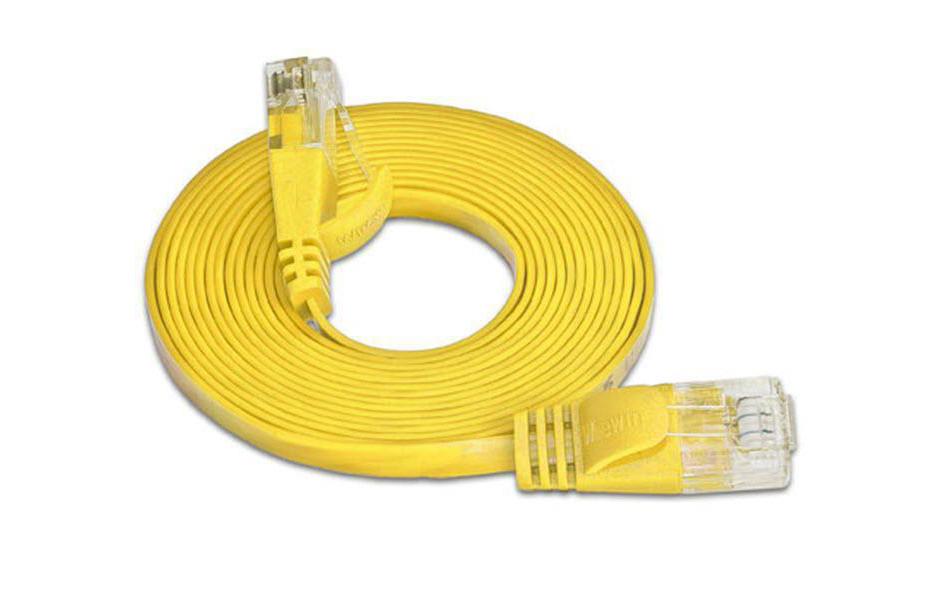 Slimpatchkabel RJ-45 - RJ-45, Cat 6, UTP, 1.5 m, GelbUnscreened/Unshielded Twisted-Pair-Kabel (UTP) mit Klinkenschutz