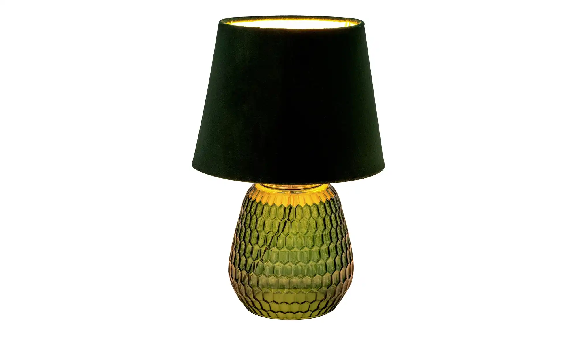 Tischleuchte, 1-flammig, Samt/Glas grün