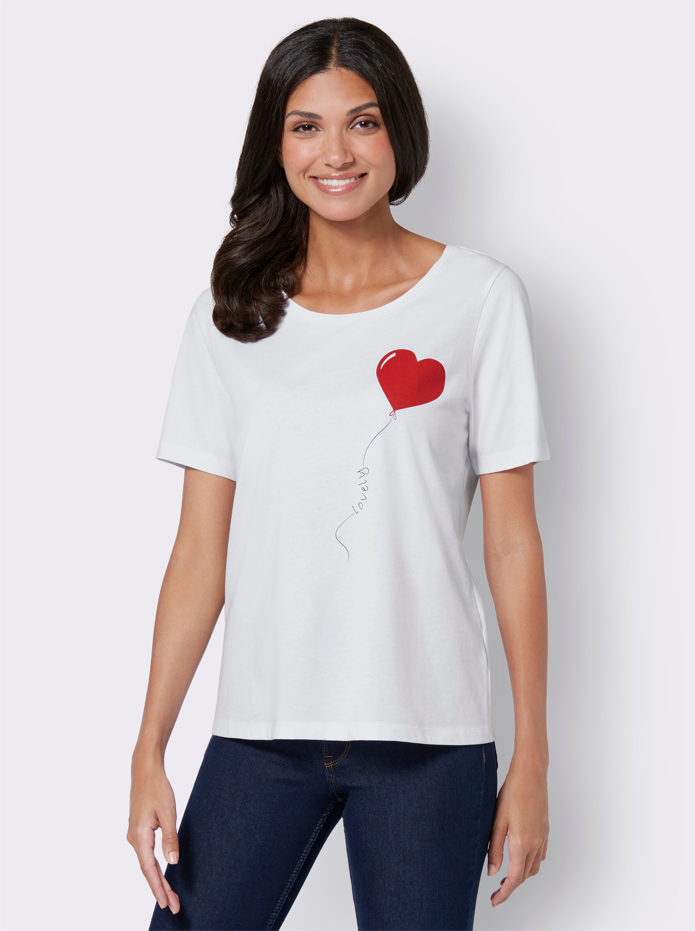 T-Shirt mit platziertem Herzmotiv