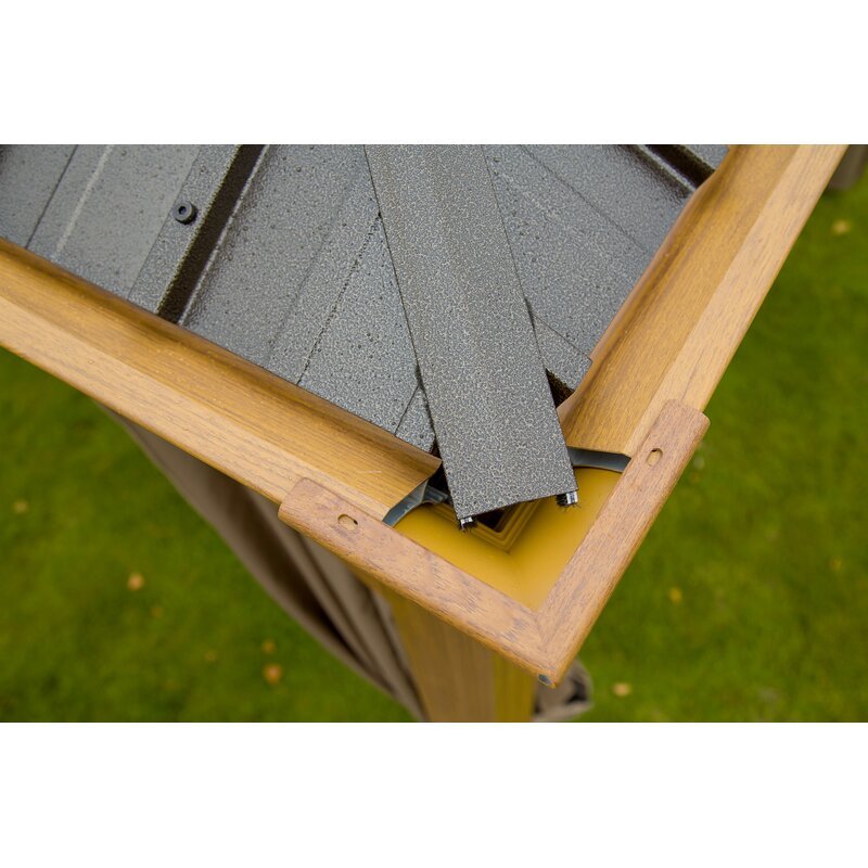 Gazebo de pátio Cavus em aço galvanizado, 6 m de largura x 3,6 m de profundidade