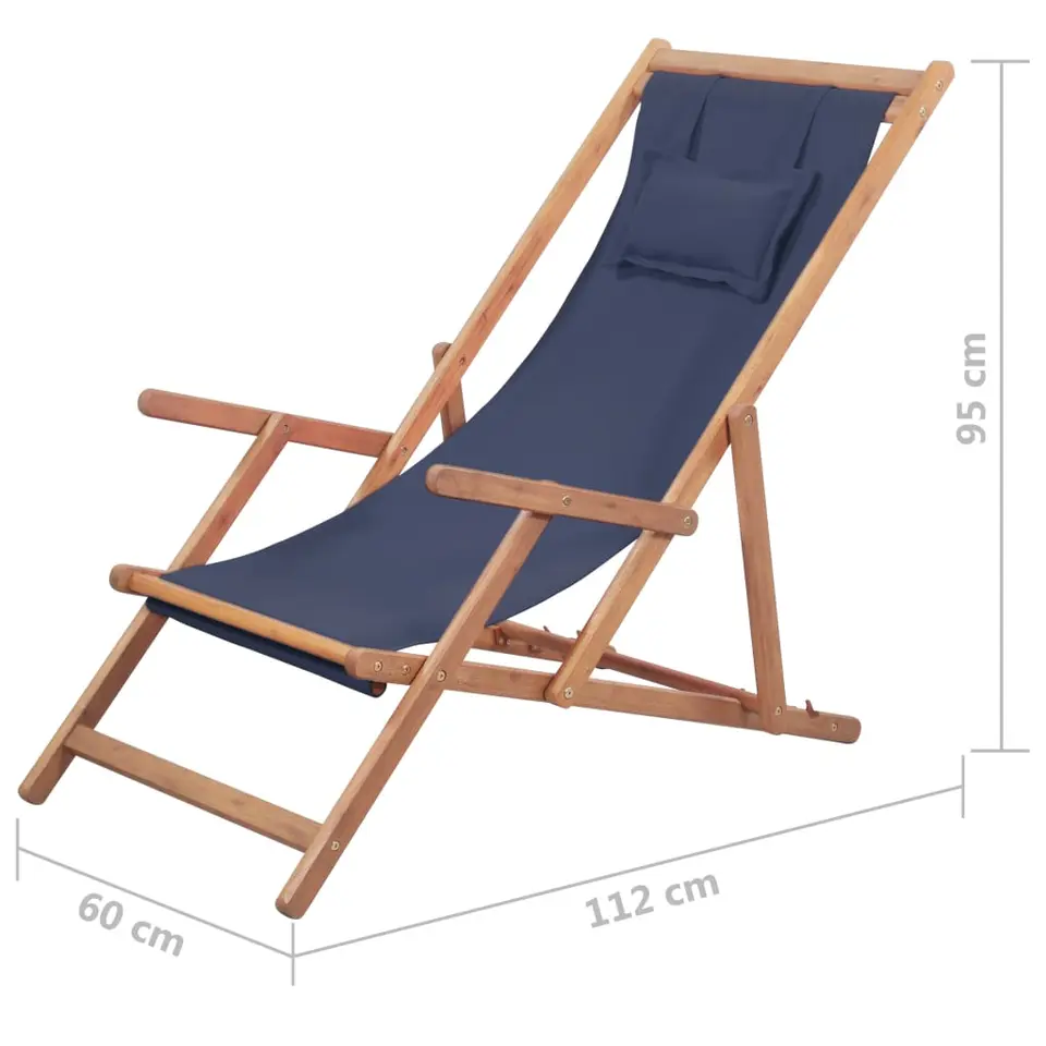 vidaXL - Strandstoel - Blauw - Stof