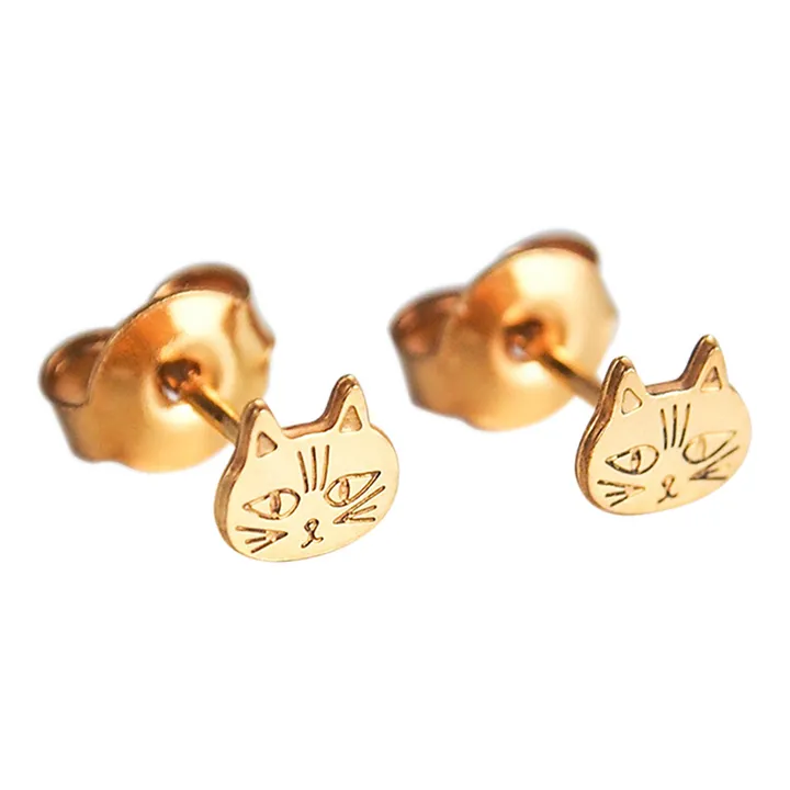 Adorabili Boucles d'oreilles Chat | Doré