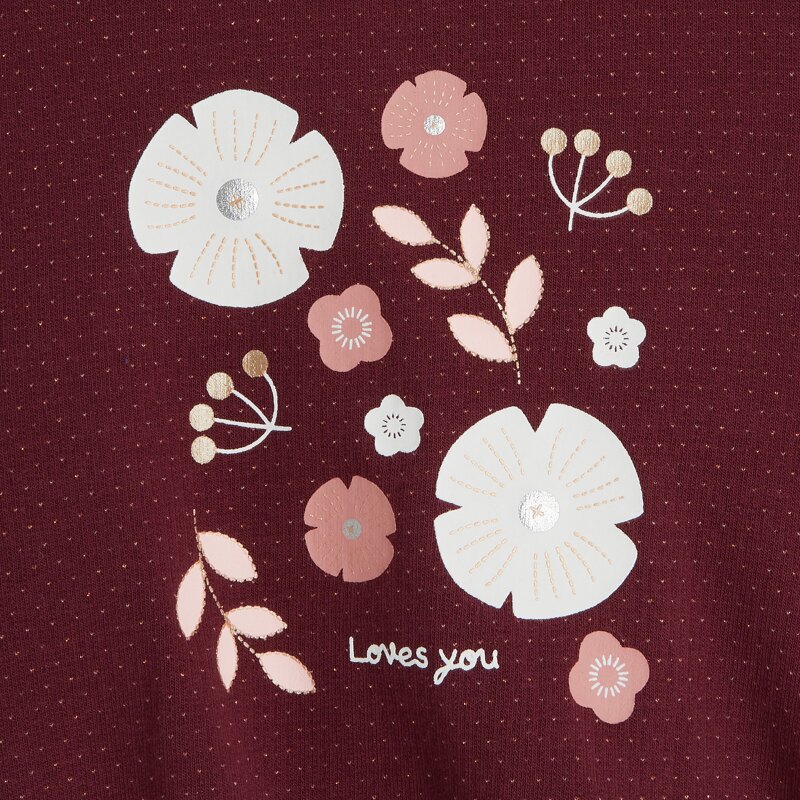 Sweat molleton fleurs violet bébé fille Mauve Violet