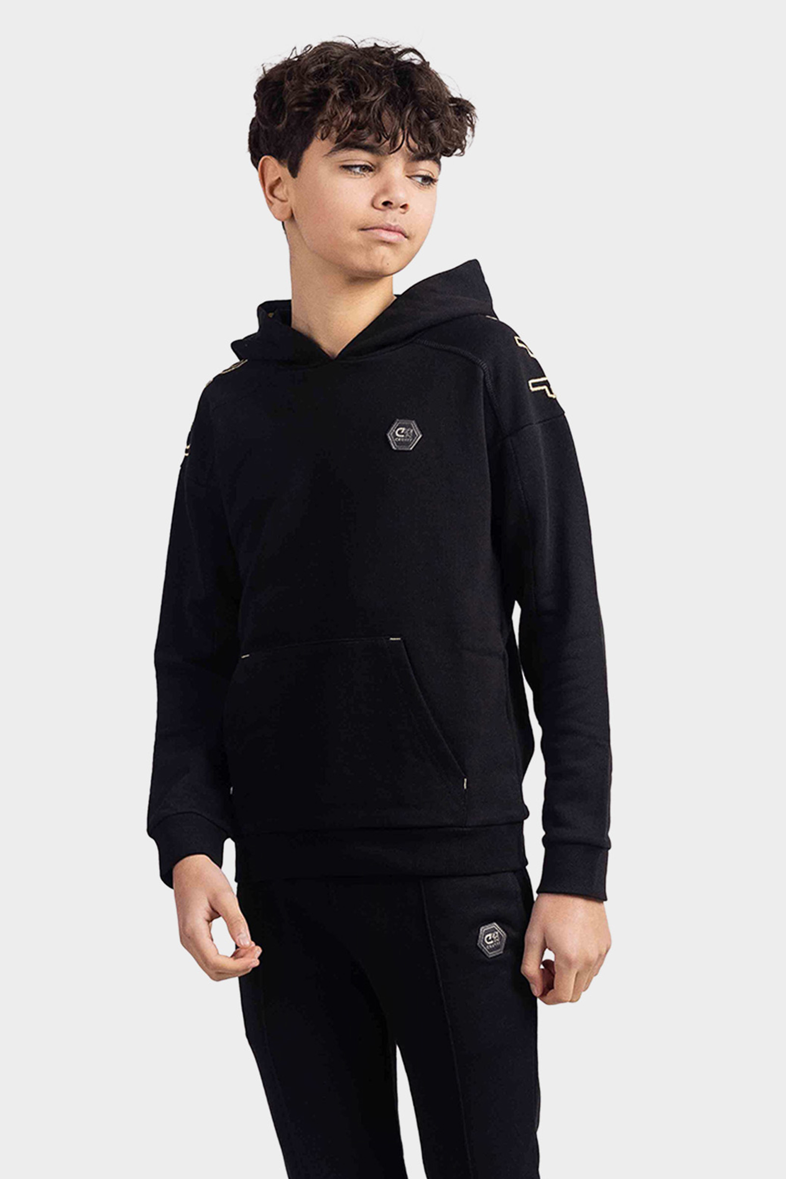 Cruyff Mover Hoodie Kids Zwart/Goud