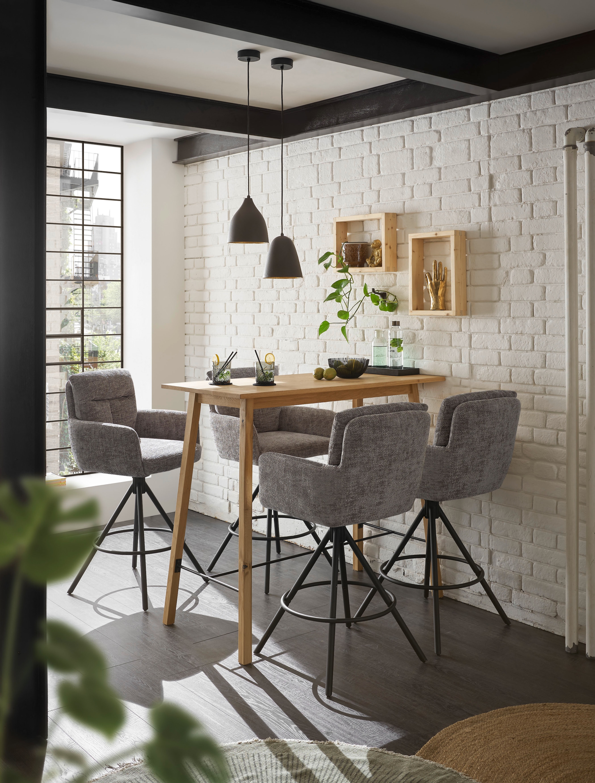 Stolkom Bartisch »Jules Eiche Massivholz geölt, Hochtisch BxHxT 120x104x60 cm« Skandi Look Eiche Massivholz geölt durchgehende Lamelle