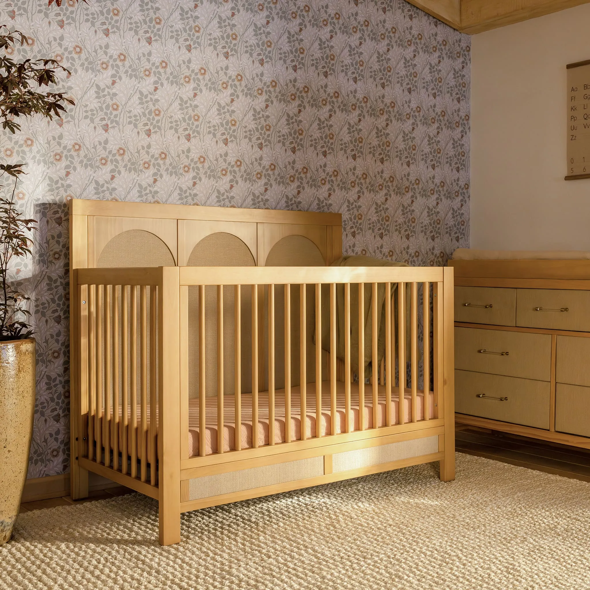 DaVinci Couchette Convertible 4-en-1 Eloise - Miel et Tissu Eco-Weave