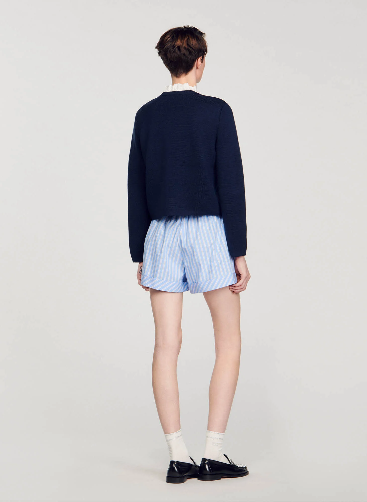 Cardigan col victorien amovible | Bleu
