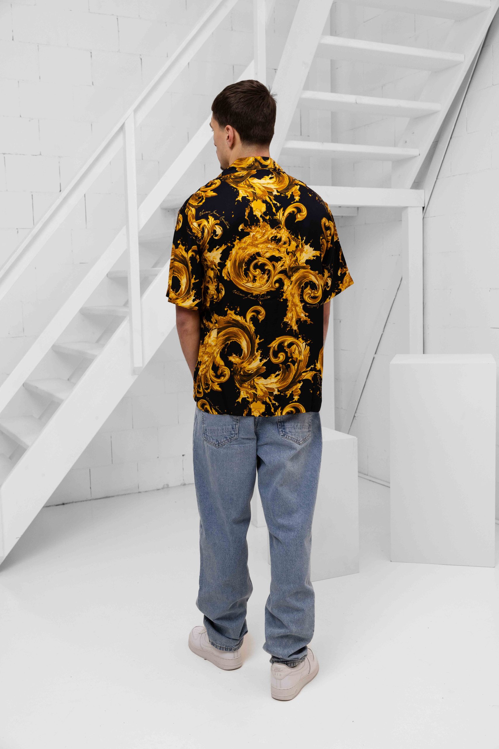 Versace Jeans Couture Barocco Wave Polo Heren Zwart/Goud
