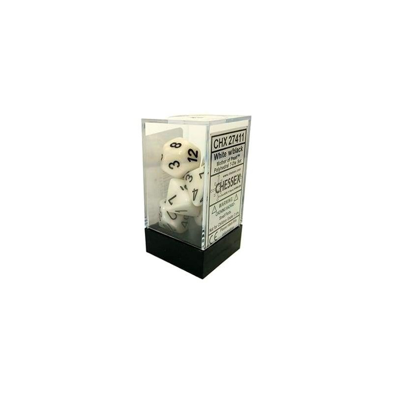 7 dés * nacre * BLANC / MOTHER OF PEARL WHITE