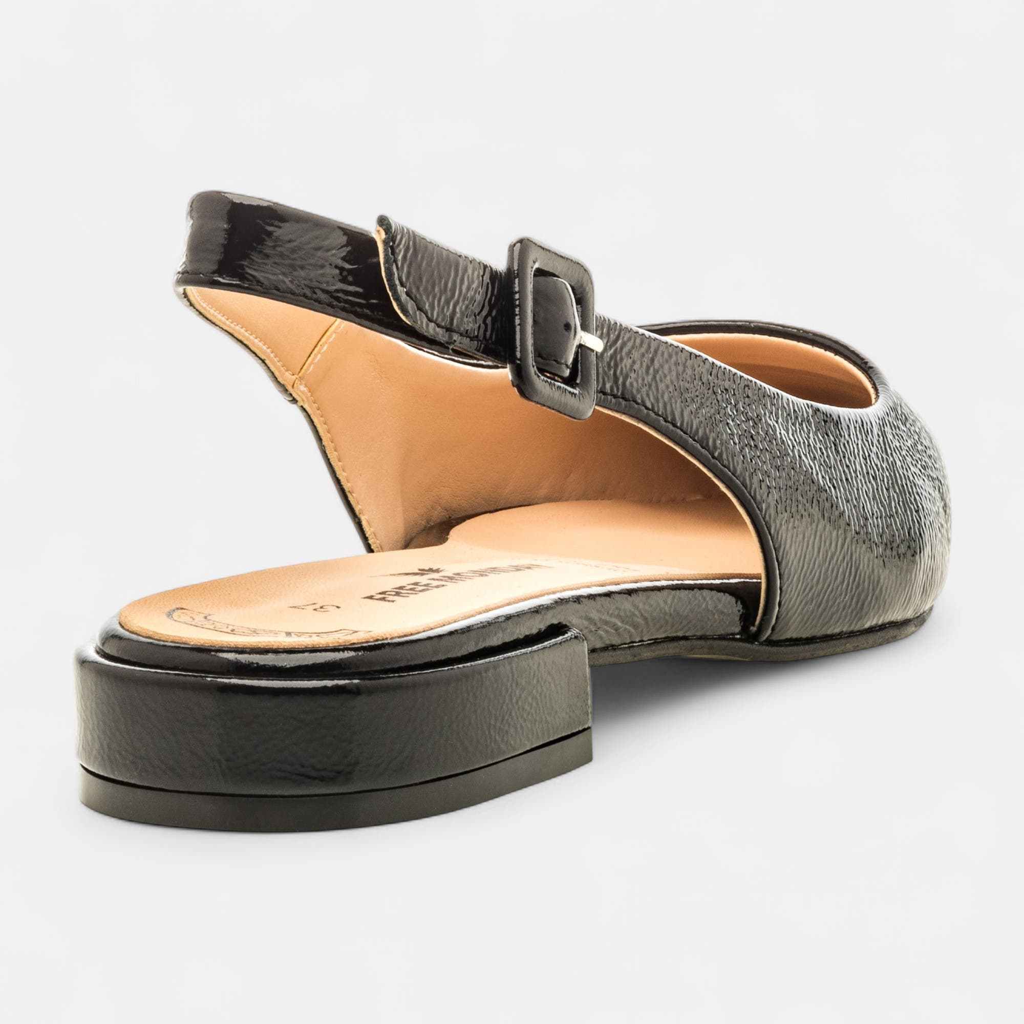 Escarpins avec bride arrière Femme en cuir noir vernis