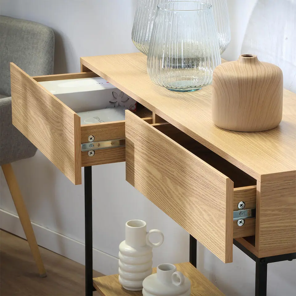 CALICOSY - Sidetable TESSA - Licht hout - 81x100x35 cm