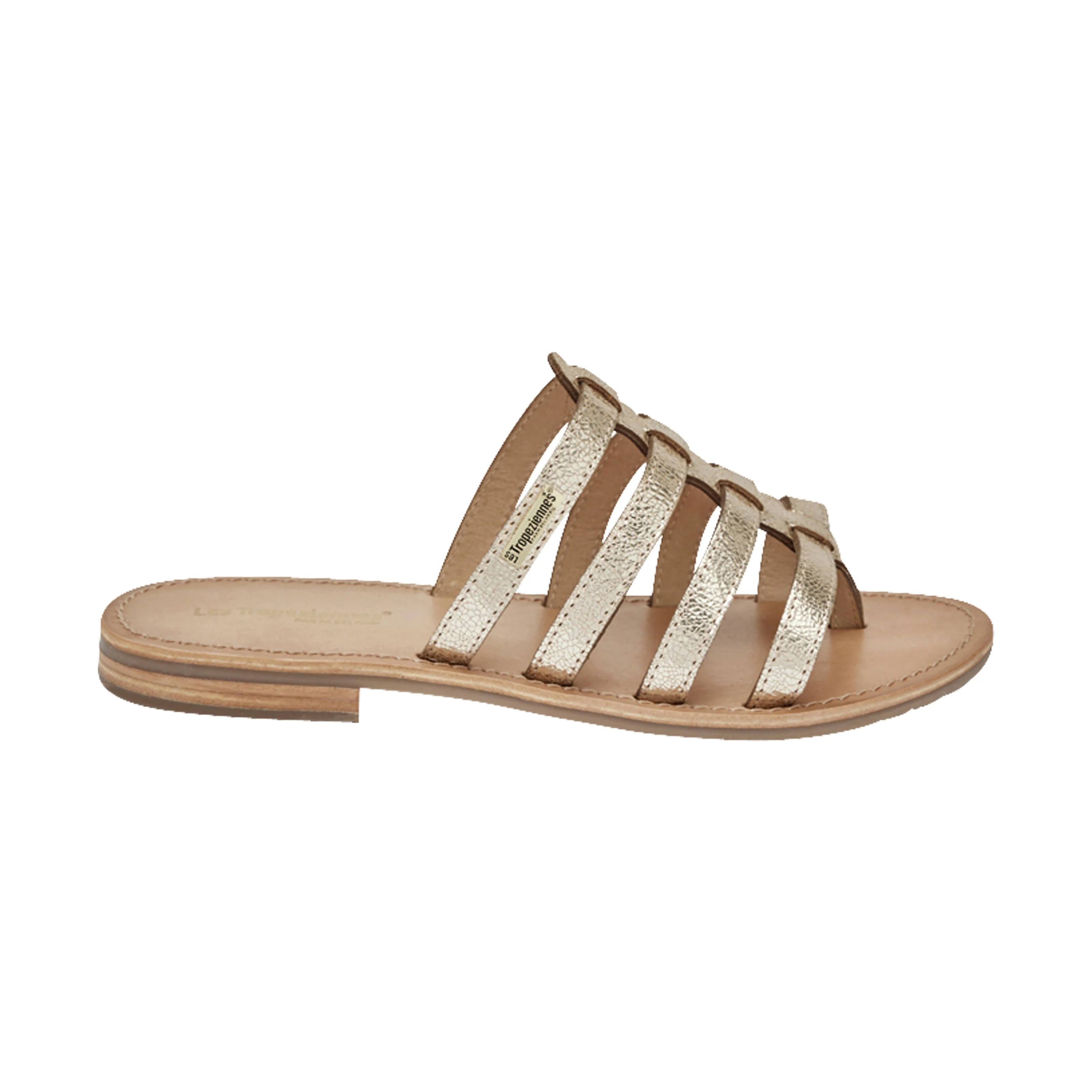 Sandales plates cuirhikamul | Doré