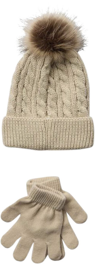 Sofie Schnoor Beanie and Gloves Set Brown melange