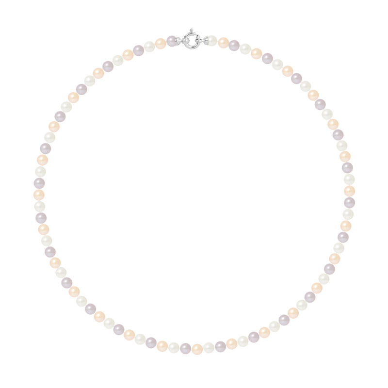 Collier Rang de Perles de Culture d'Eau Douce - Pastelles Naturelles  - Or Jaune