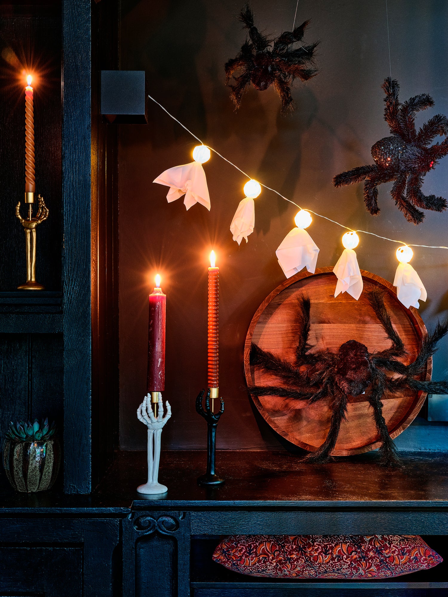 Intratuin halloween decoratie Skelly kandelaar wit 7,2 x 4,8 x 21 cm
