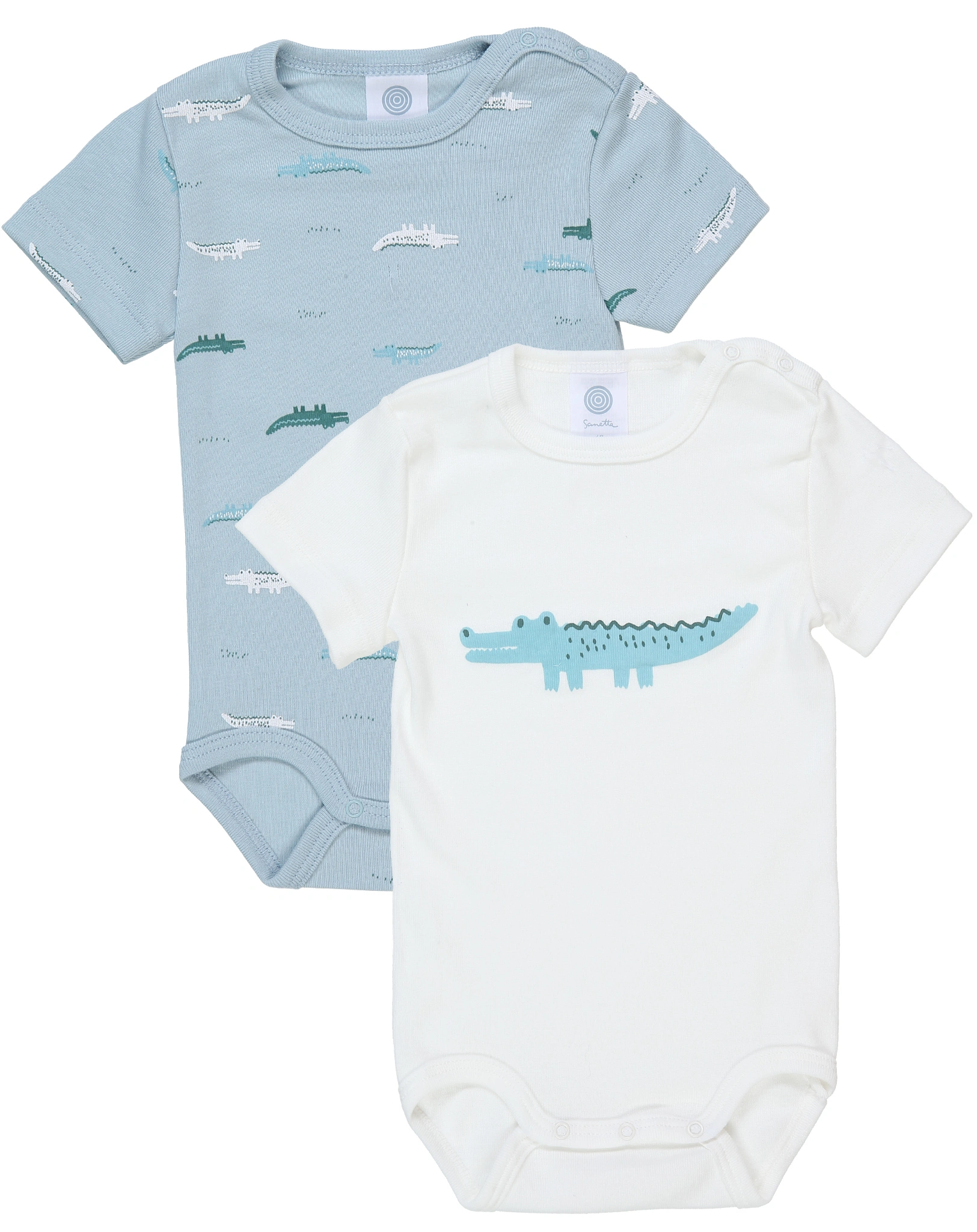 Kurzarmbody CROCODILE 2er-Pack in blau/weiß