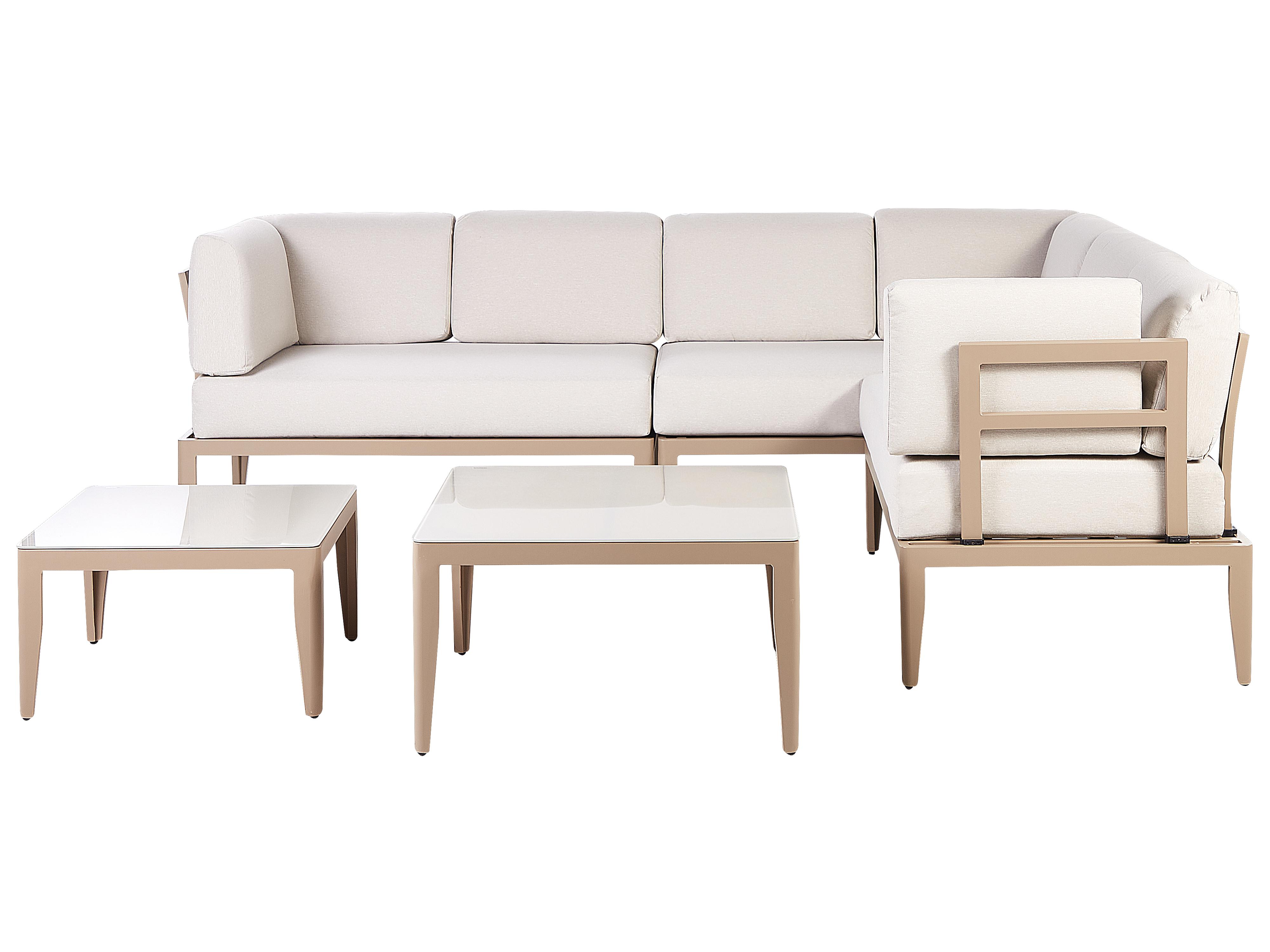 Tuin hoekloungeset met tafel 6-zits RIMA III linkszijdig modulair Metaal Lichtbeige