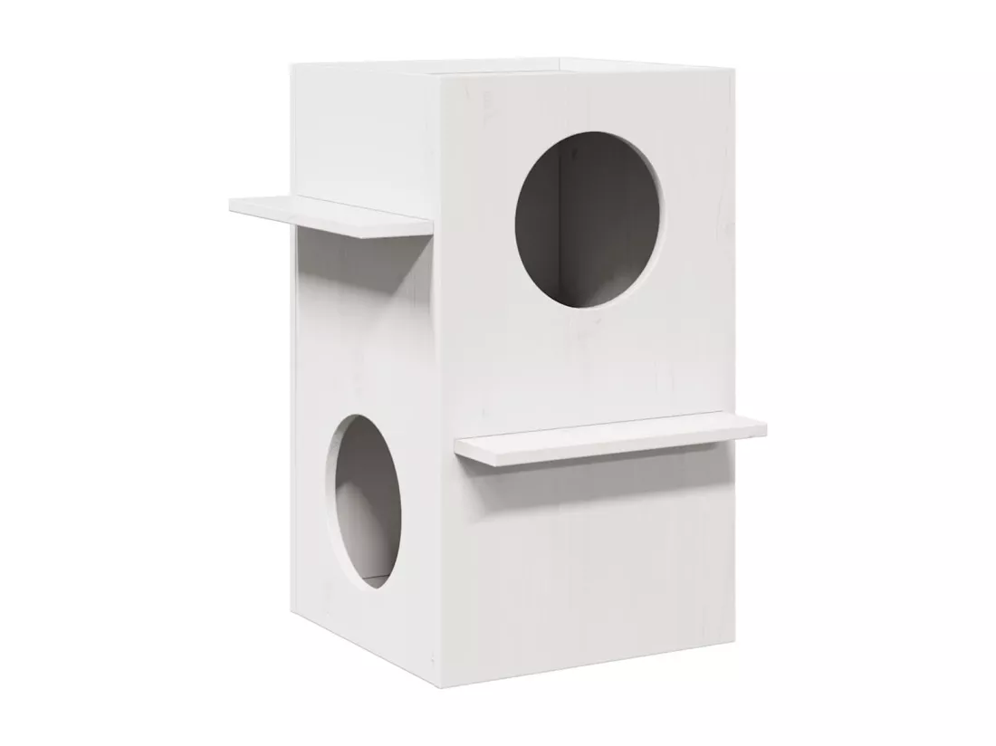 Maison pour chat blanc 43x43x60 cm bois de pin massif