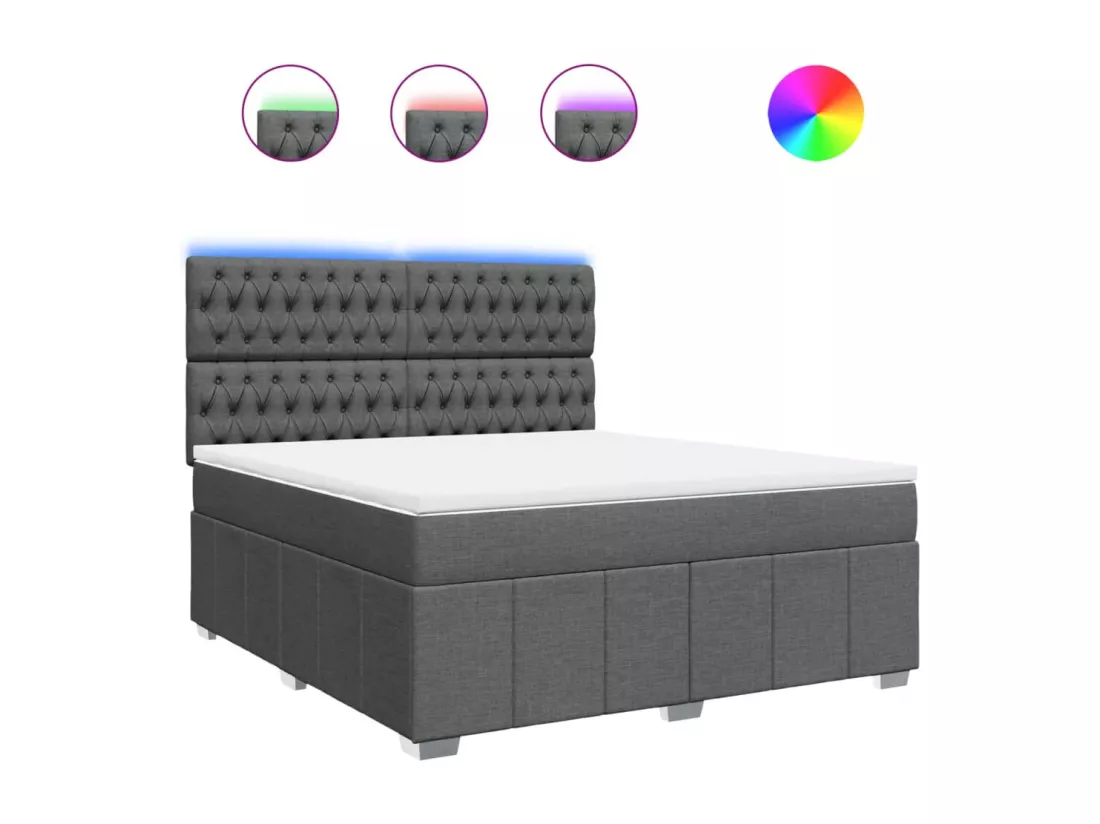 Sommier à lattes de lit avec matelas Gris foncé 180x200cm Tissu