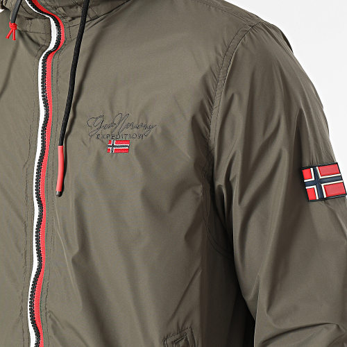 Coupe-Vent Zippé Capuche Vert Kaki