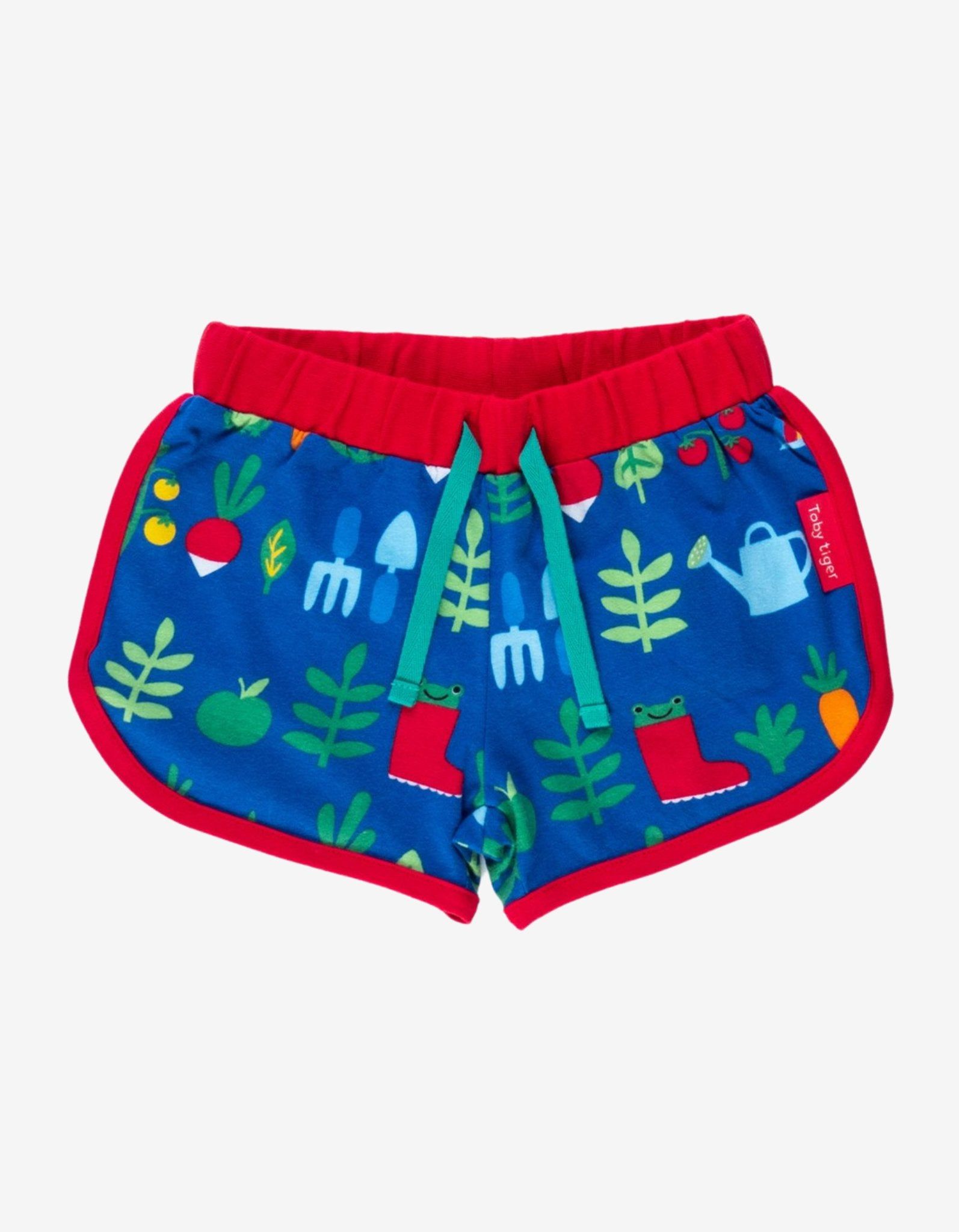 Toby Tiger Laufshorts mit Gemüsegarten-Applikation
