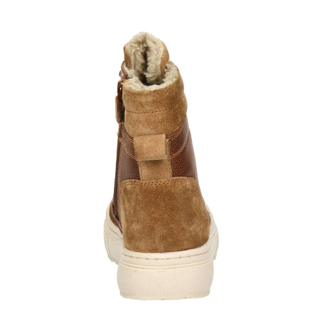 Nelson Kids leren veterboots cognac