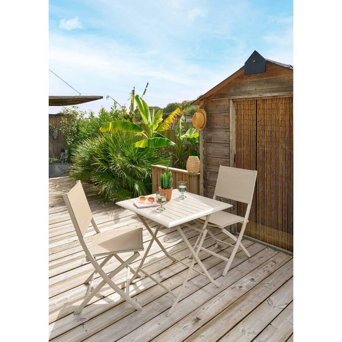 Lot de 4 chaises de jardin pliantes ESSENTIA Lin & Argile