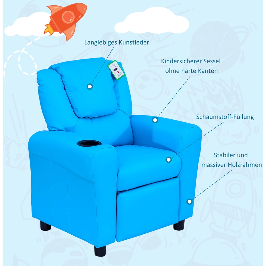 HOMCOM Kindersessel mit Liegefunktion blau