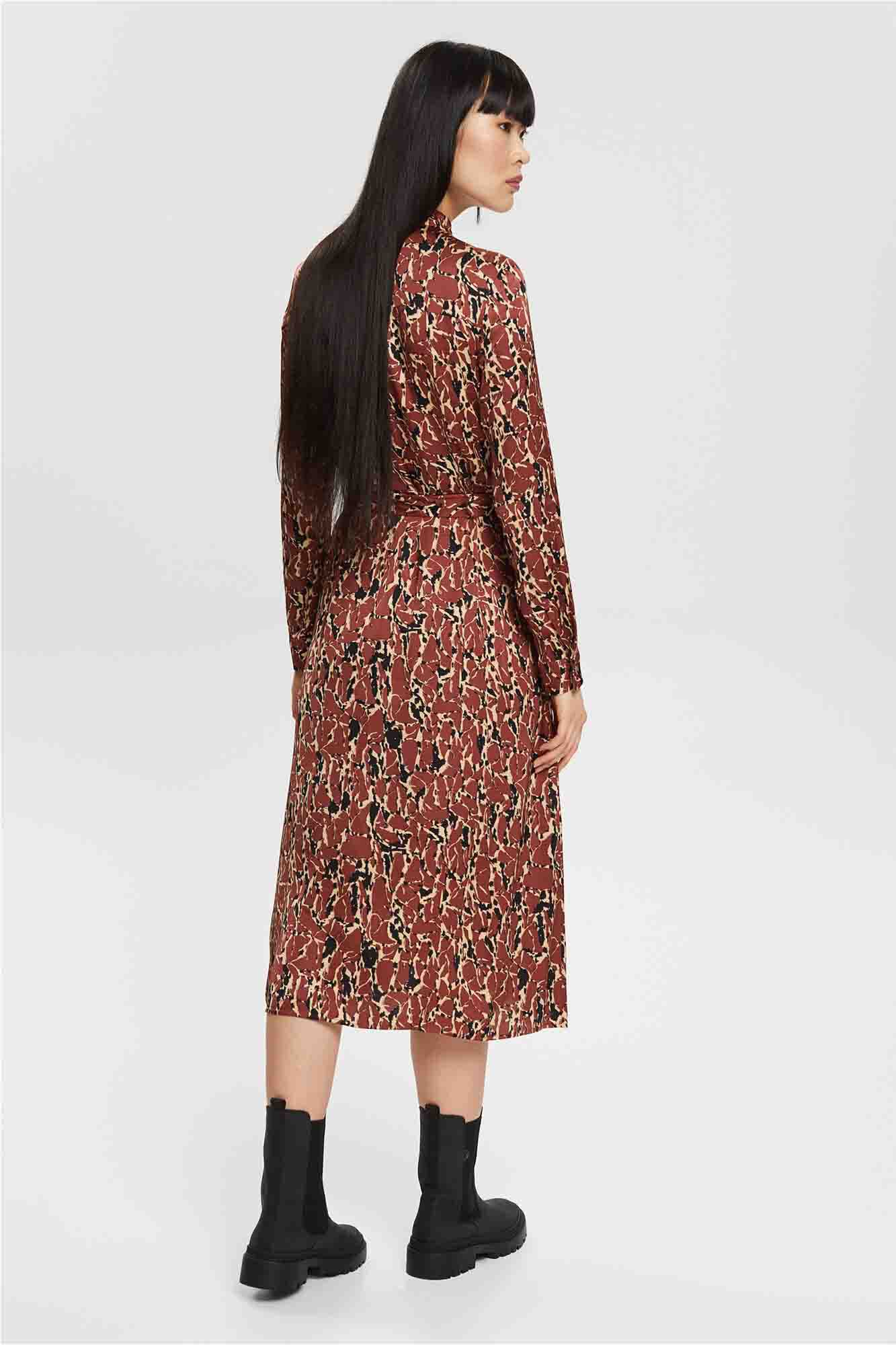Vestido longo estampado - Estampa marrom