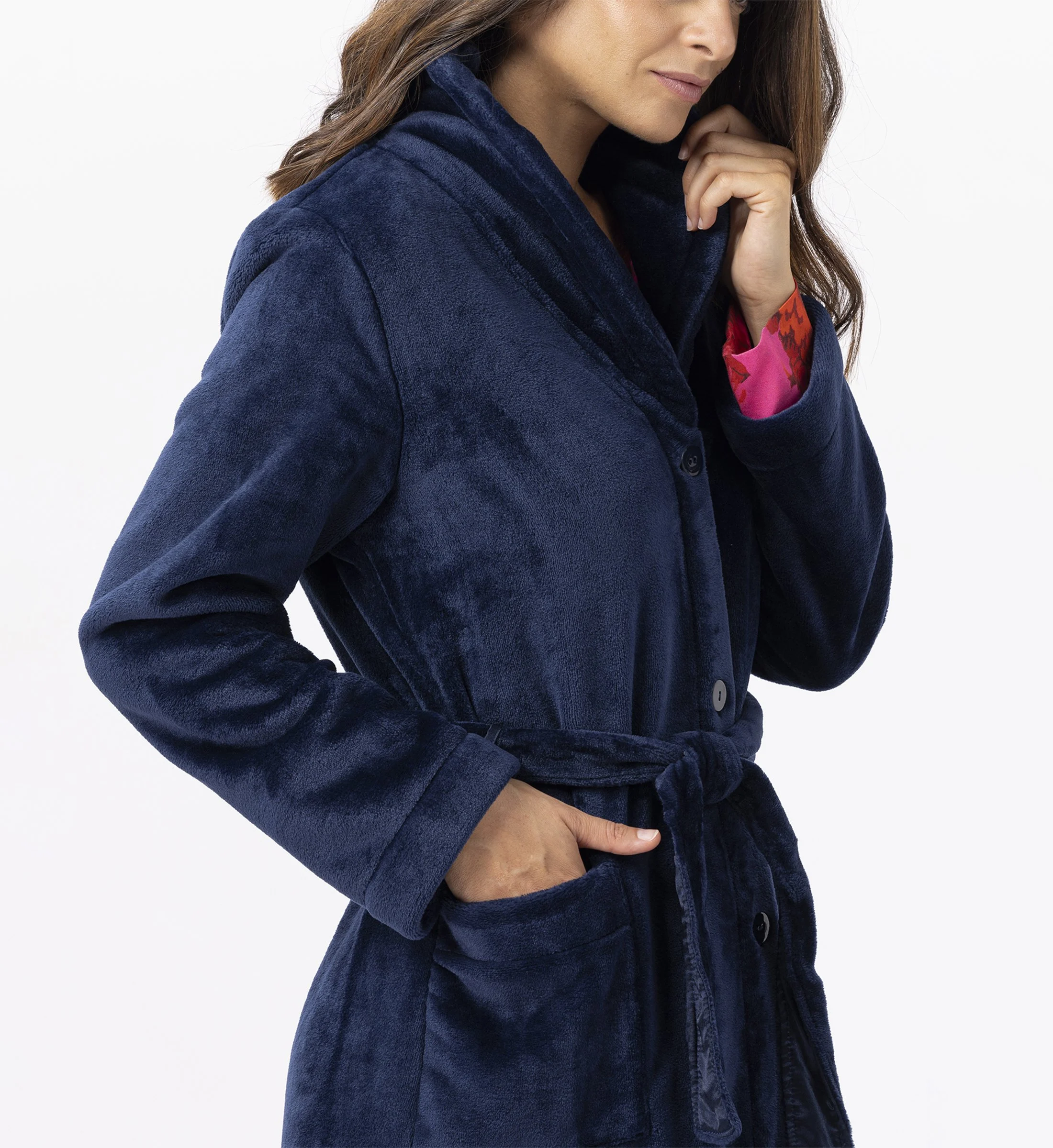 ESSENTIEL H51B - Robe de chambre en peluche flanelle | Bleu