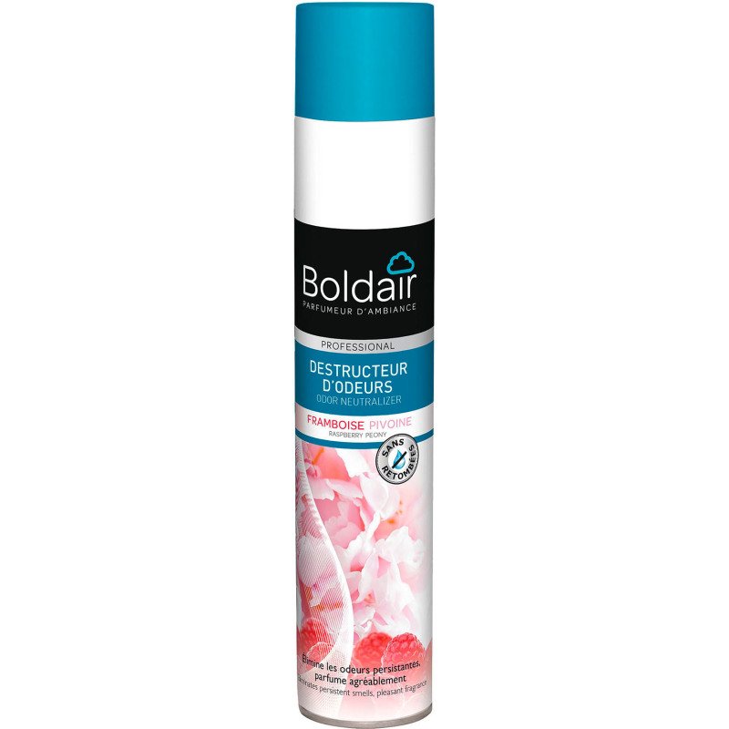 Désodorisant destructeur d'odeurs parfumant Boldair Framboise Pivoine - Aérosol 500 ml