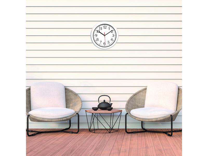 TFA Dostmann Gartenuhr Outdoor Ø 30.5 cm, Weiss Analoge Funk-Wanduhr